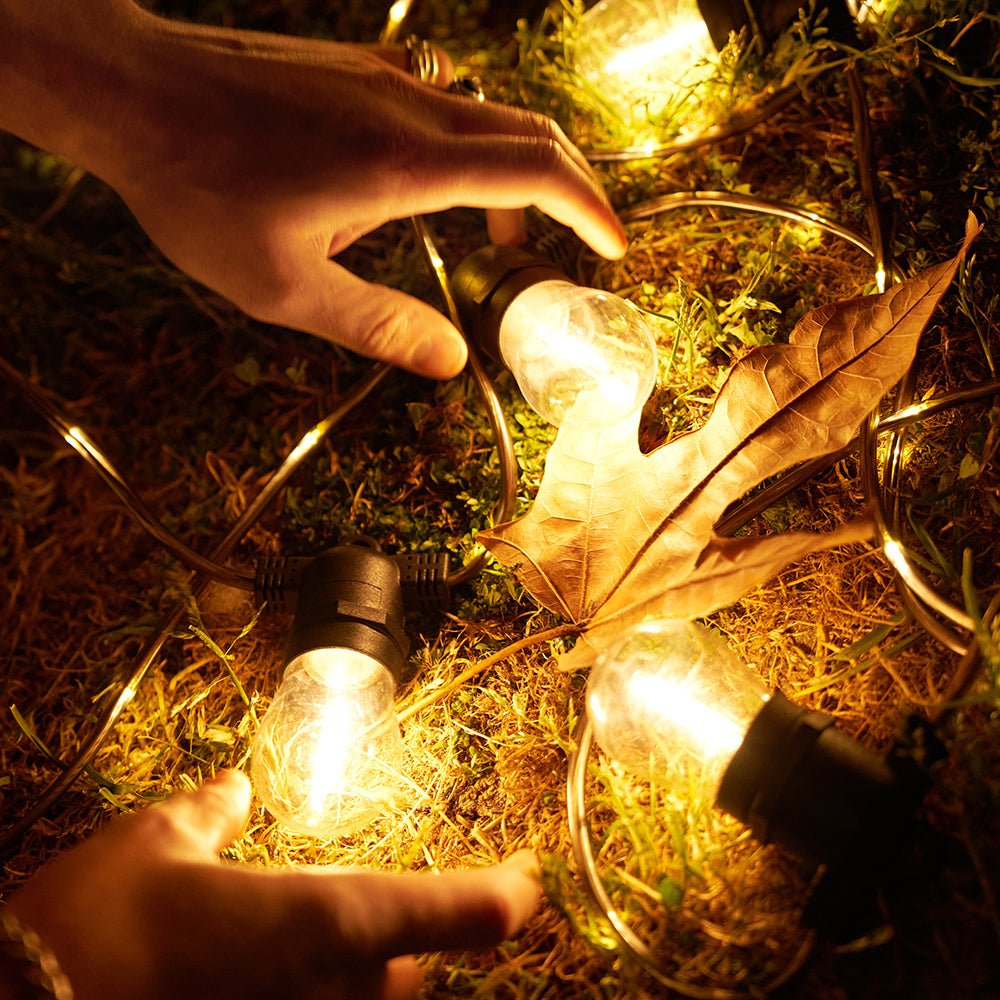 15m Solar Festoon Fairy String Lights with 15 LED Bulbs - LiquidLEDs™ - Festoon String