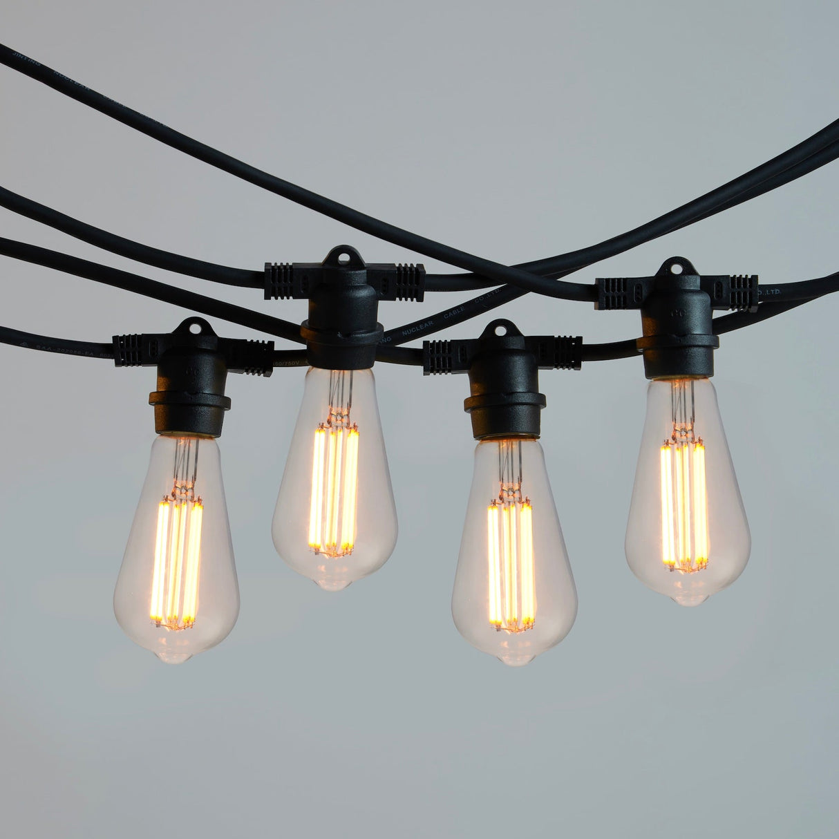 20m Black Outdoor Festoon String Lights - LiquidLEDs™ - Festoon String