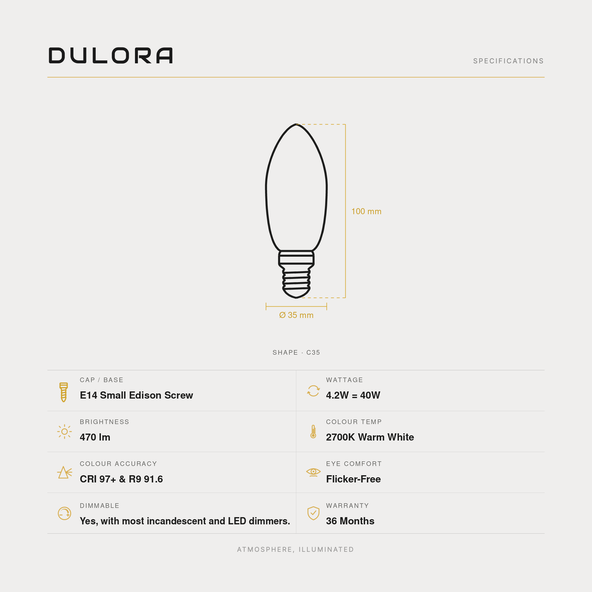 4,2W LED-kaarslamp E14 helder in warm wit