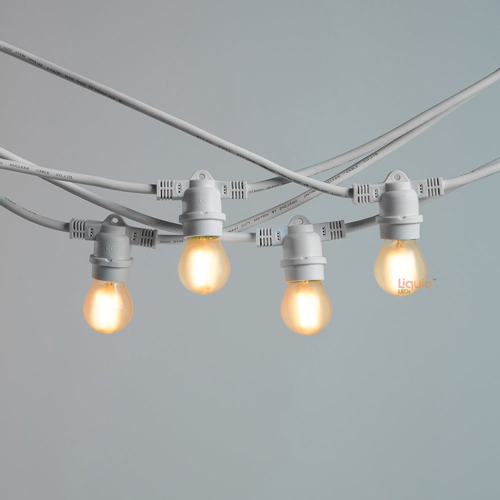 10m White Outdoor Festoon String Lights - LiquidLEDs™ - Festoon String