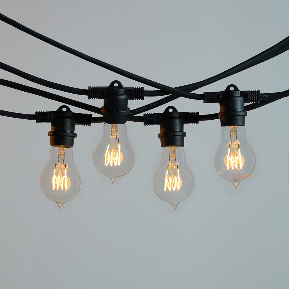 20m Black Outdoor Festoon String Lights - LiquidLEDs™ - Festoon String