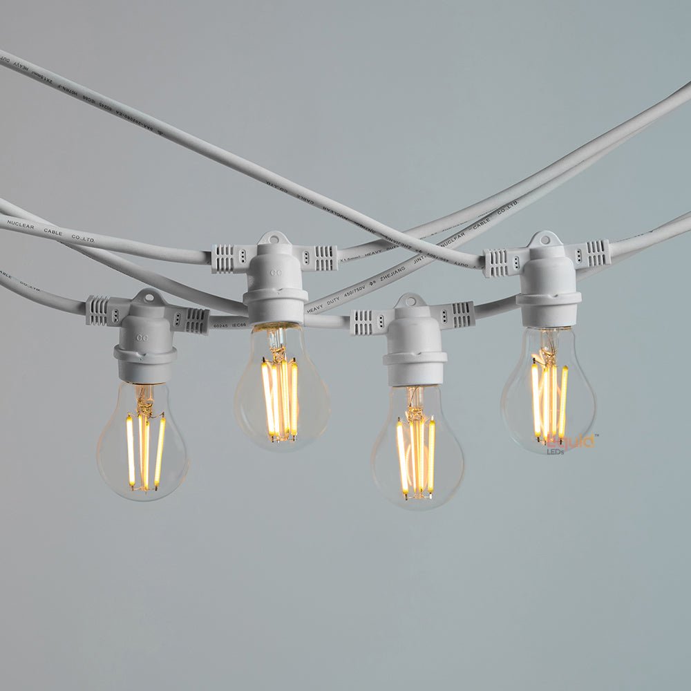 20m White Outdoor Festoon String Lights - LiquidLEDs™ - Festoon String