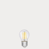 Dulora 4W 12-24 Volt AC/DC Fancy Round LED Bulb E27 in Warm White with filaments visible through clear round glass