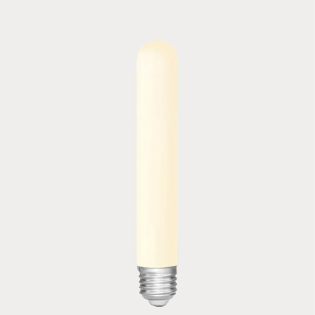 Dulora 4W Medium Tube LED Bulb E27 Matte Finish in Warm White glowing evenly through the matte tube