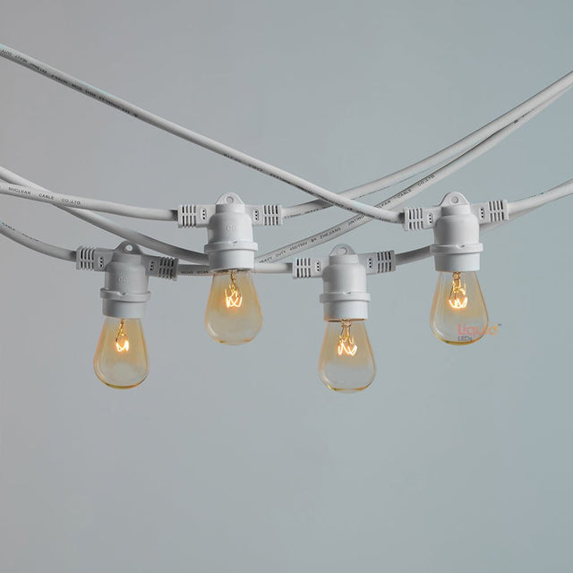 10m White Outdoor Festoon String Lights - LiquidLEDs™ - Festoon String