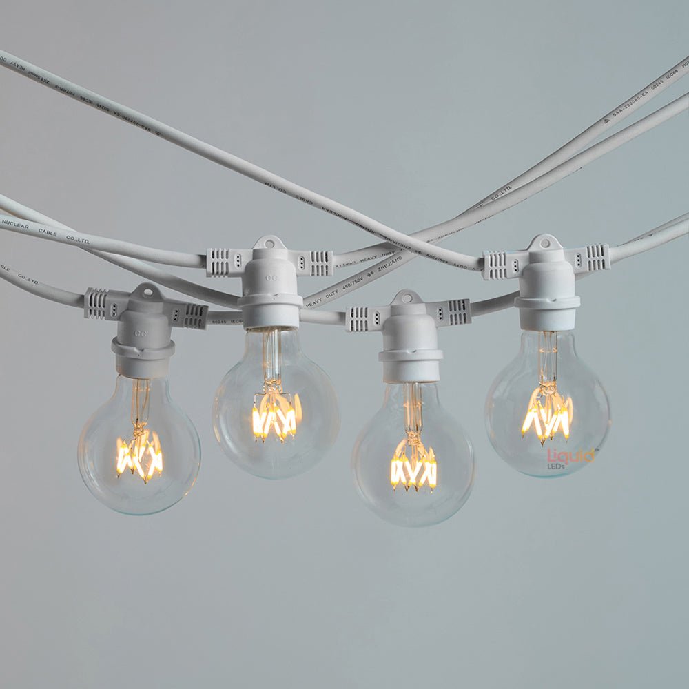 10m White Outdoor Festoon String Lights - LiquidLEDs™ - Festoon String