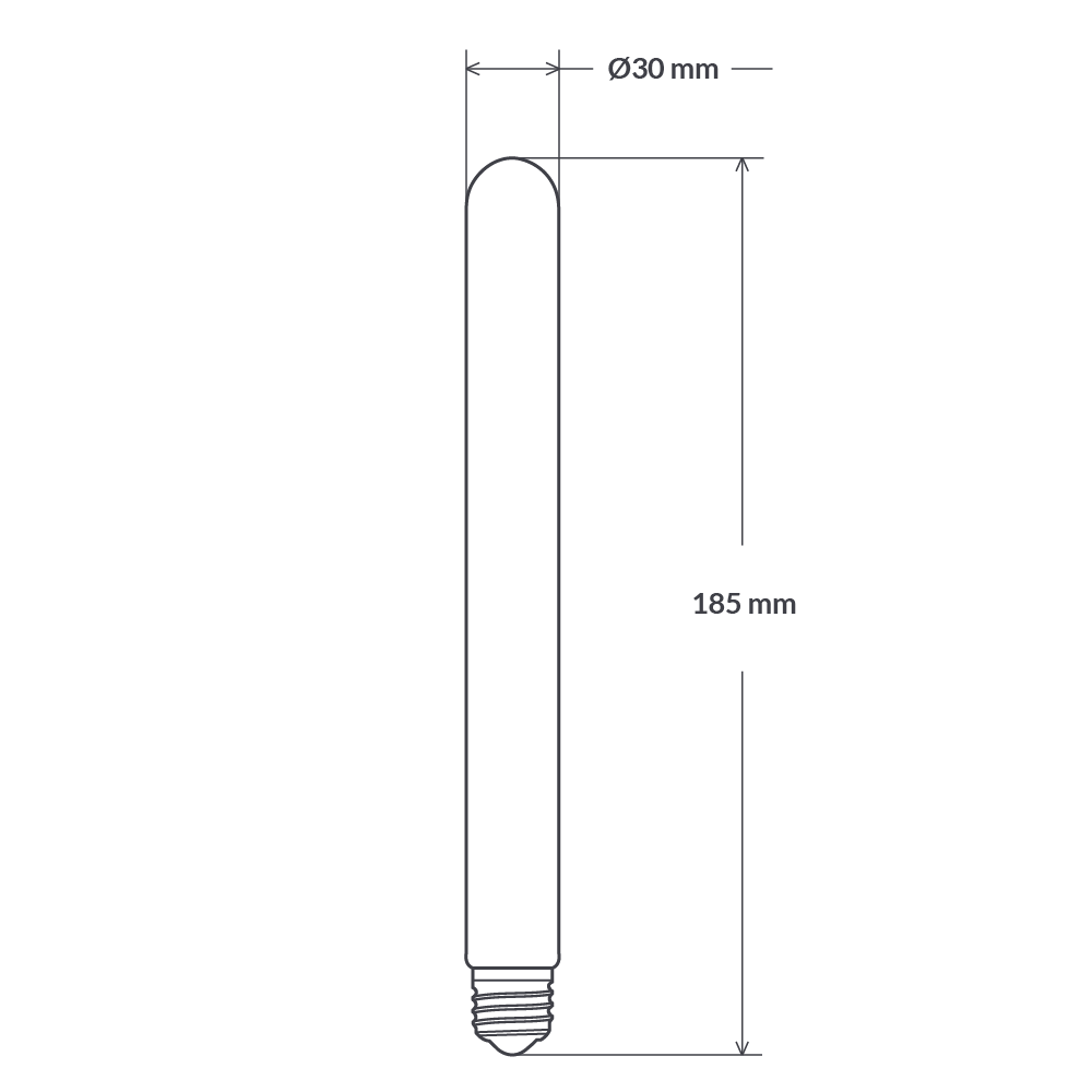 Dulora 4W Medium Tube LED Bulb E27 Dimensions